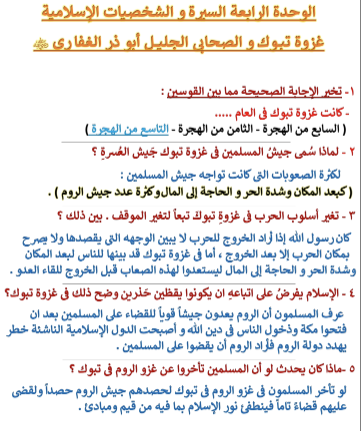 ملخص دين للصف الثالث الاعدادي6